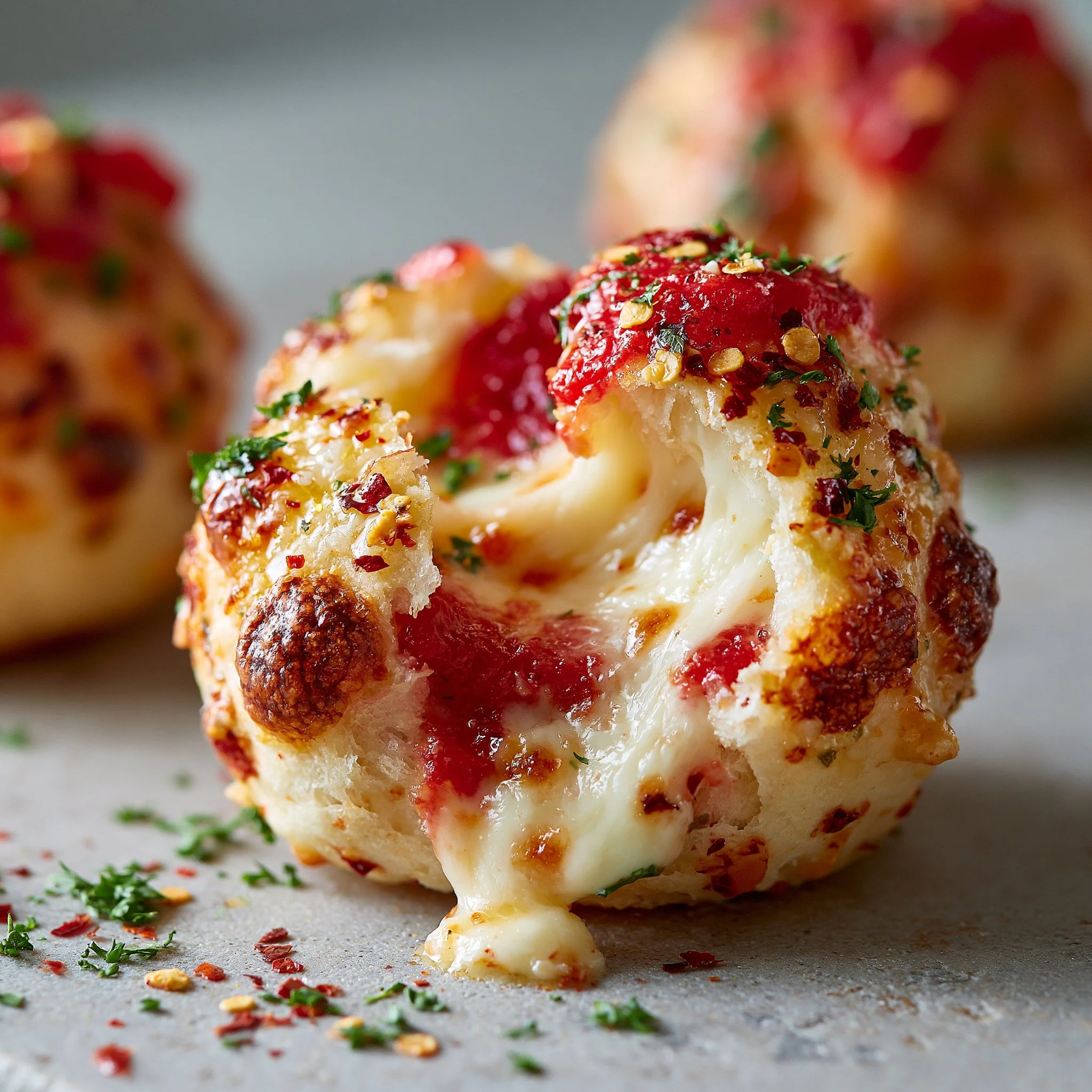 Spicy Cheesy Garlic Pizza Bombs
