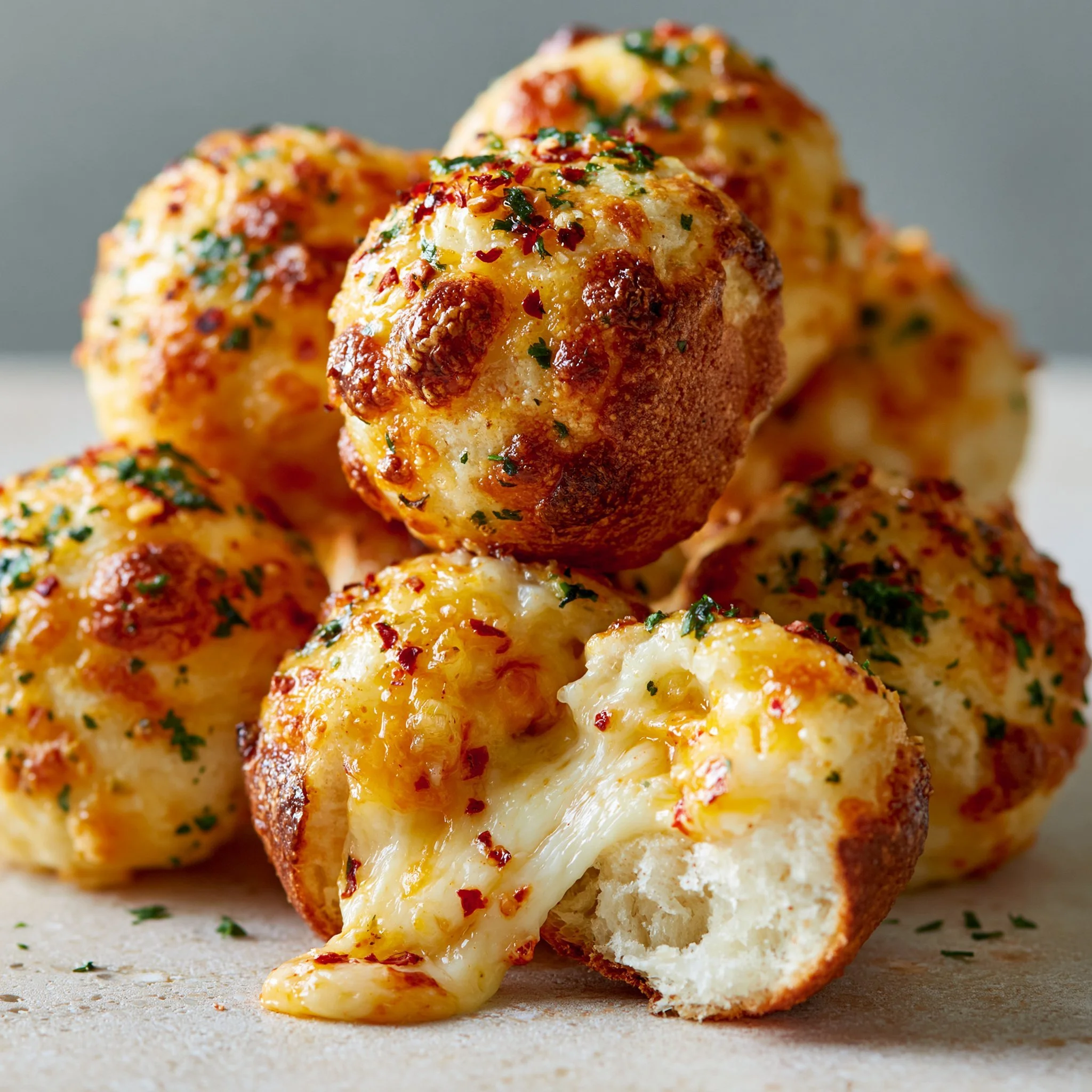 Spicy Cheesy Garlic Pizza Bombs