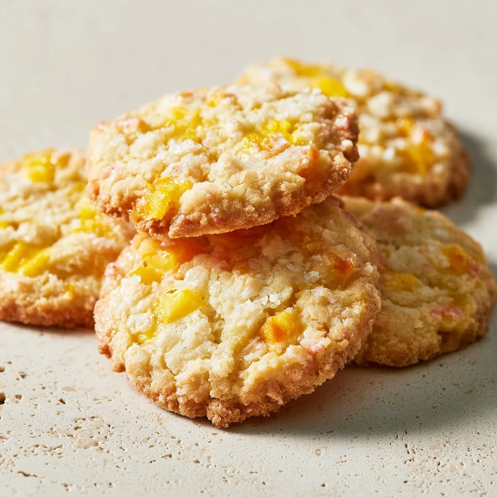Plate of delicious tropical mango cookies with vibrant colors and textures